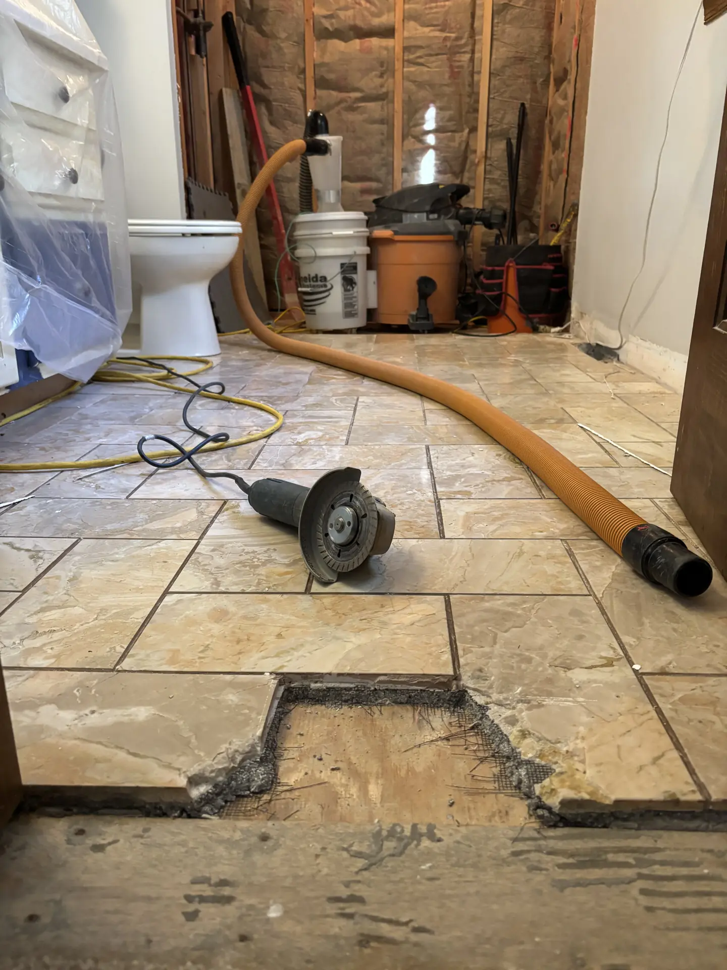 Original shower tile and fixtures